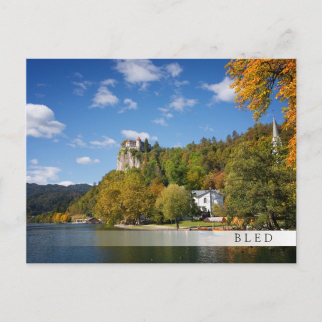 Carte Postale Lac Bled avec des arbres en automne couleurs en Sl (Devant)