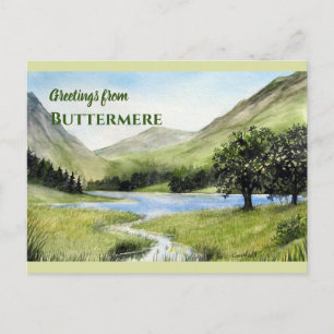 Carte Postale Lac Buttermere, Angleterre Aquarelle Peinture