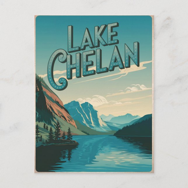 Carte Postale Lac Chelan Washington Vintage (Devant)