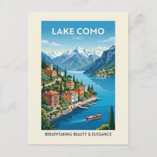 Carte Postale Lac de Côme Italie Affiches de voyage vintage Art