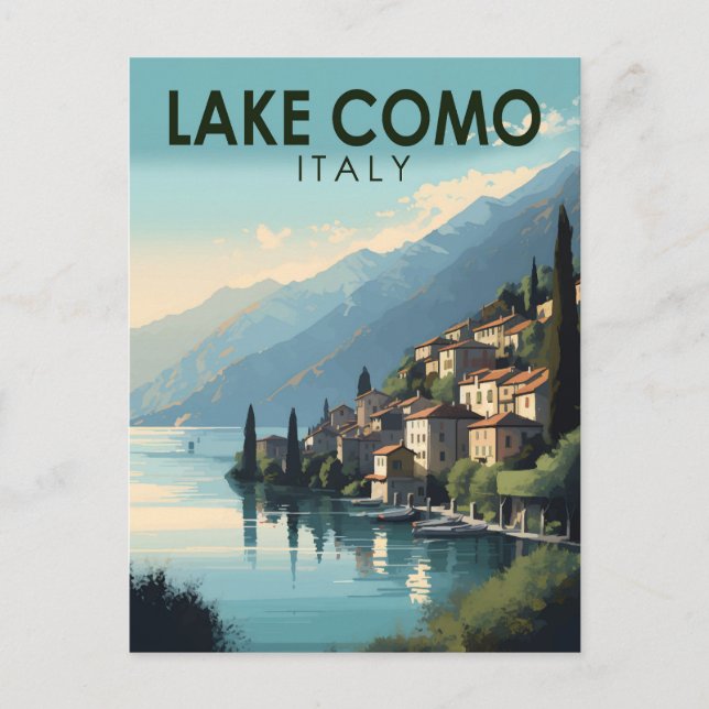 Carte Postale Lac de Côme Italie Voyage Art Vintage (Devant)