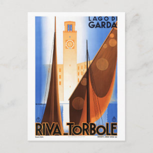 Carte Postale Lac de Garde, Italie Poster vintage restauré
