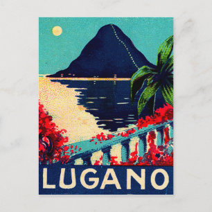 Carte Postale Lac de Lugano, Suisse, vue de la terrasse de l'hôt
