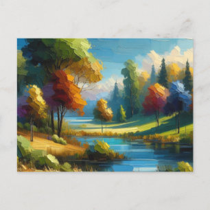 Carte Postale Lac des arbres en paysage,