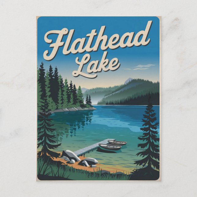 Carte Postale Lac Flathead Montana Vintage (Devant)