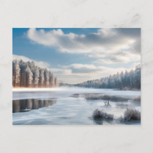 Carte Postale Lac gelé en forêt
