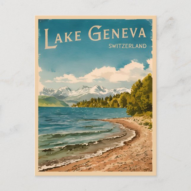 Carte Postale Lac Léman Genève Suisse Rétro (Devant)