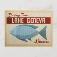 Lac Léman Wisconsin Blue Fish Vintage voyage