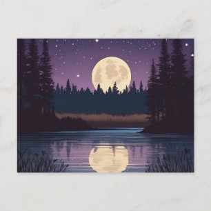 Carte Postale Lac Lune Nocturne