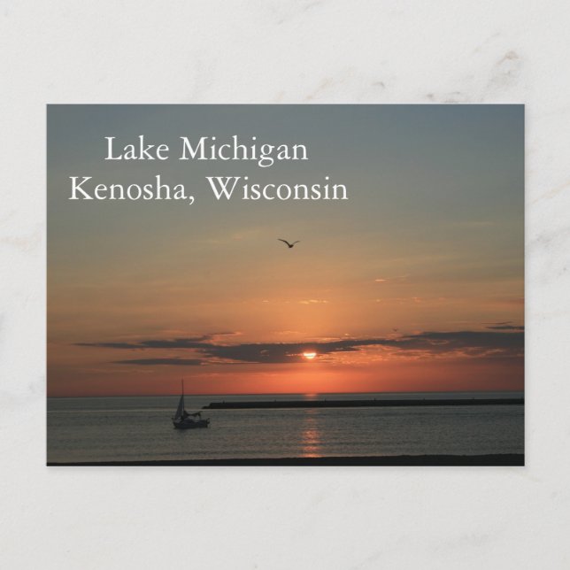 Carte Postale Lac Michigan, Kenosha Wisconsin (Devant)