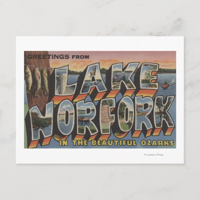 Carte Postale Lac Norfork, Arkansas - Scènes de grandes lettres (Devant)