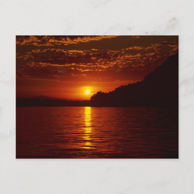 Carte Postale Lac Pend Oreille Silhouette coucher, Bayview, Idah (Devant)