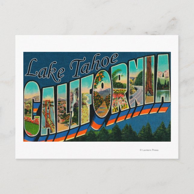 Carte Postale Lac Tahoe, Californie - Grandes Lettres Scènes 2 (Devant)