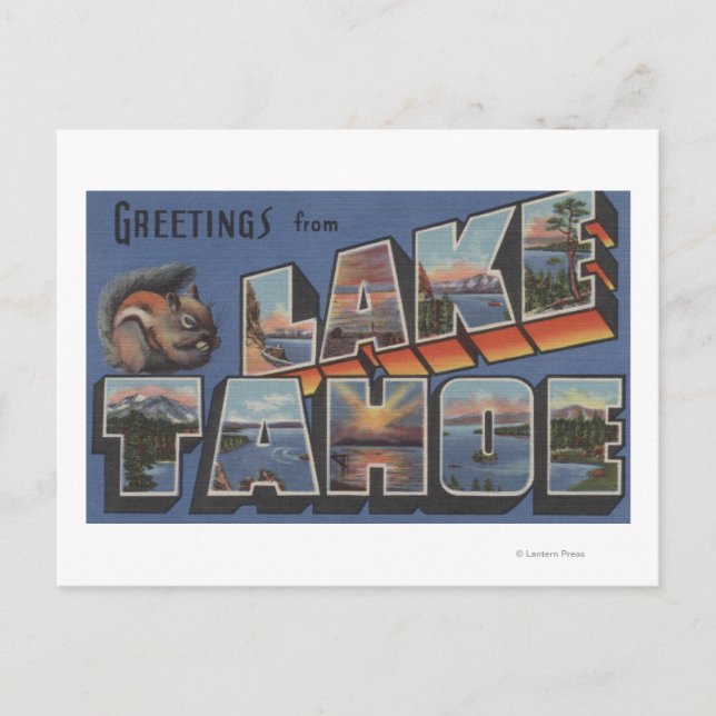 Carte Postale Lac Tahoe, Californie - Scènes à grandes lettres (Devant)