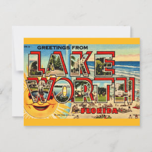 Carte Postale Lac Worth Floride Rétro