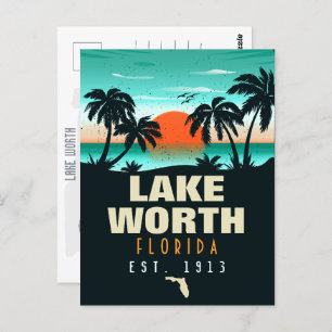 Carte Postale Lac Worth Floride Rétro Sunset Souvenirs 60s