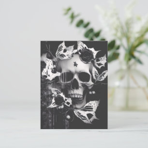 Carte Postale L'acceptation de Revenant : crâne graphique noir e