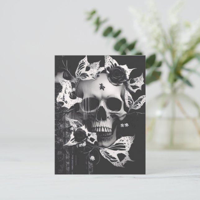 Carte Postale L'acceptation de Revenant : crâne graphique noir e (Debout devant)