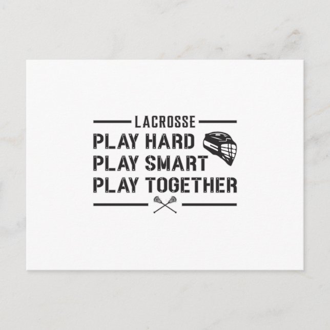 Carte Postale Lacrosse Lecteur Jouer Dur Jouer Smart Team Cadeau (Devant)