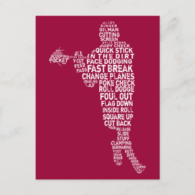 Carte Postale Lacrosse Player Word Art (Devant)