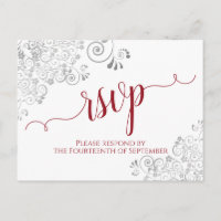 Lacy Calligraphie Rouge & Blanc Mariage RSVP
