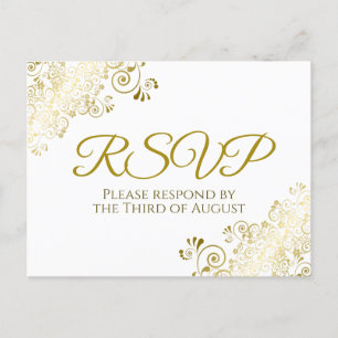 Carte Postale Lacy Ornate Gold Filigree Mariage élégant RSVP