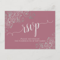 Lacy Silver Calligraphie Dusty Mariage Rose RSVP