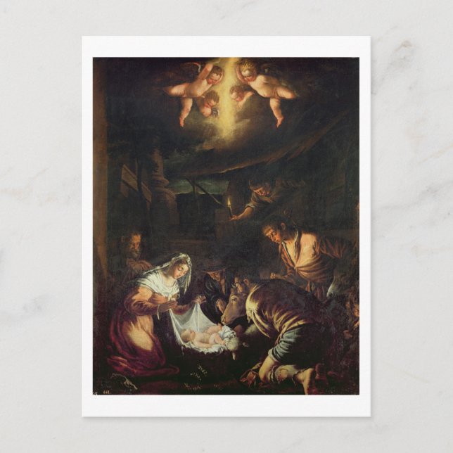 Carte Postale L'Adoration des Bergers (huile sur toile) (Devant)