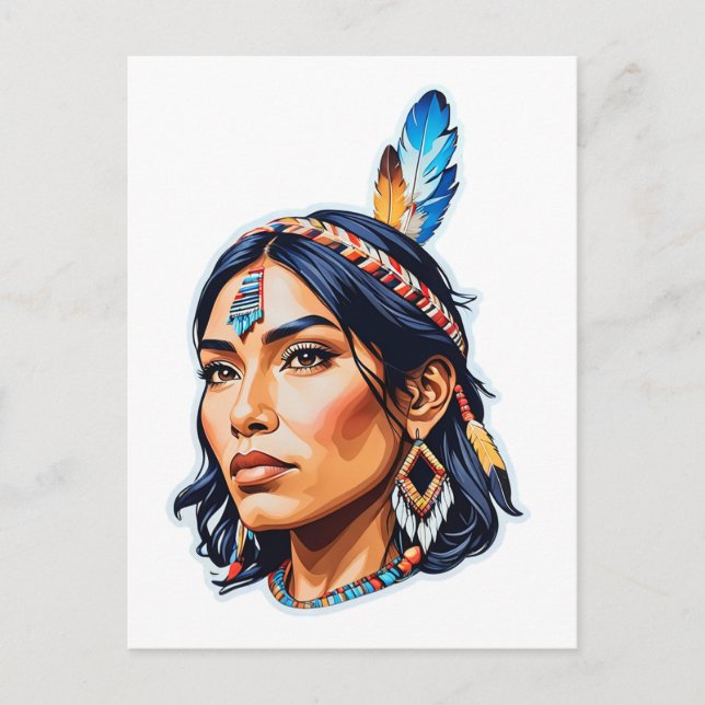 Carte Postale Lady amérindienne (Devant)