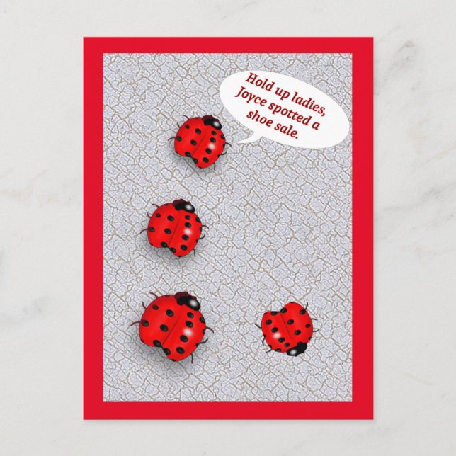 Carte Postale Lady Bug Vente de chaussures drôle (Devant)