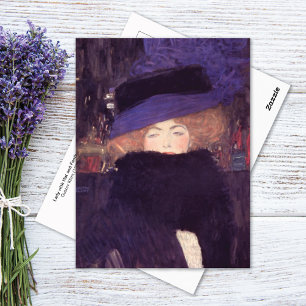 Carte Postale Lady Casquette Feather Boa Gustav Klimt