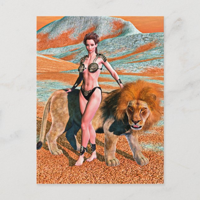 Carte Postale Lady et Lion (Devant)