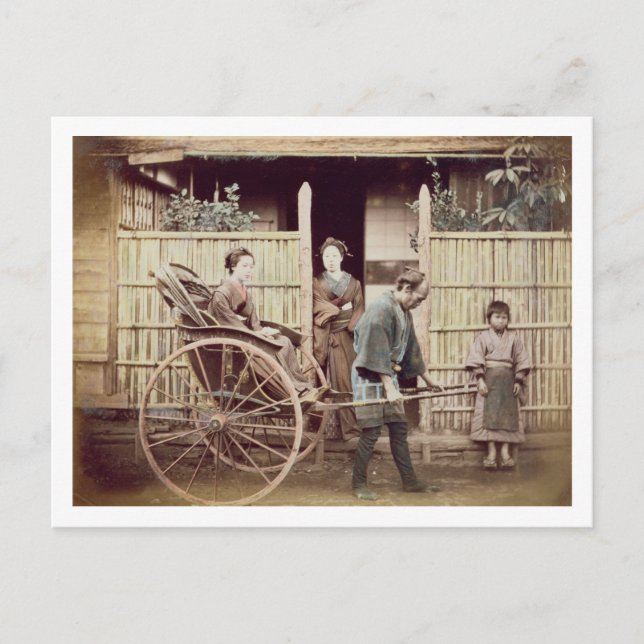 Carte Postale Lady in a rickshaw, vers 1890 (photo colorée) (Devant)