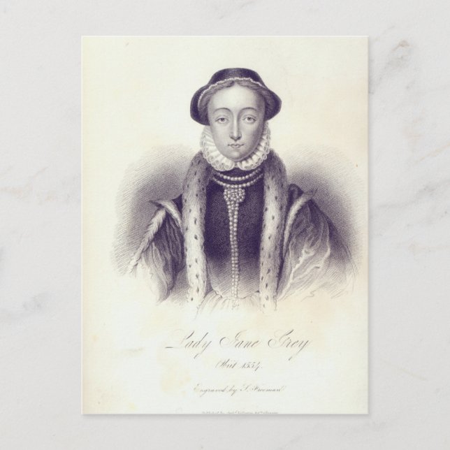 Carte Postale Lady Jane Grey, gravée par S. Freeman (Devant)