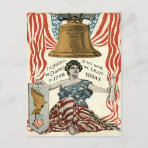 Carte Postale Lady Liberty Bell Drapeau US 4 juillet