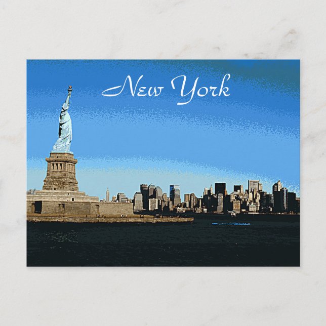Carte Postale Lady Liberty Surveille NYC (Version Art) (Devant)