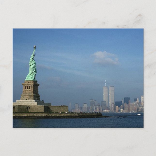 Carte Postale Lady Liberty & Twin Towers World Trade Center NYC (Devant)