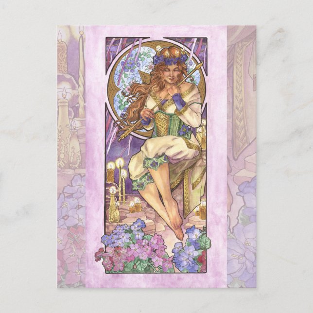 Carte Postale Lady of February Art Nouveau Birthstone Series (Devant)