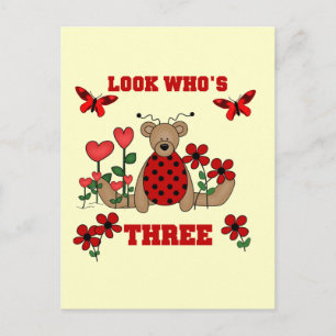 Carte Postale Ladybug Bear 3e maillots d'anniversaire