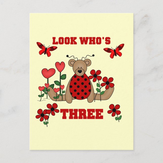 Carte Postale Ladybug Bear 3e maillots d'anniversaire (Devant)