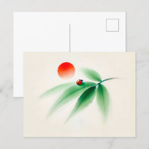 Carte Postale Ladybug chinois sur le bambou