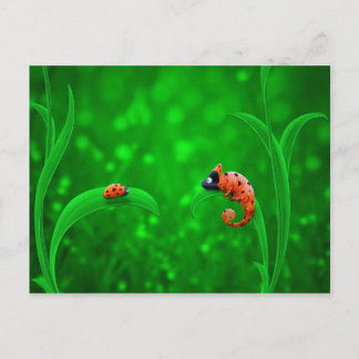 Carte Postale Ladybug et Chameleon