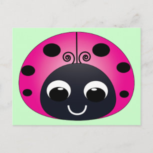 Carte postale Ladybug rose