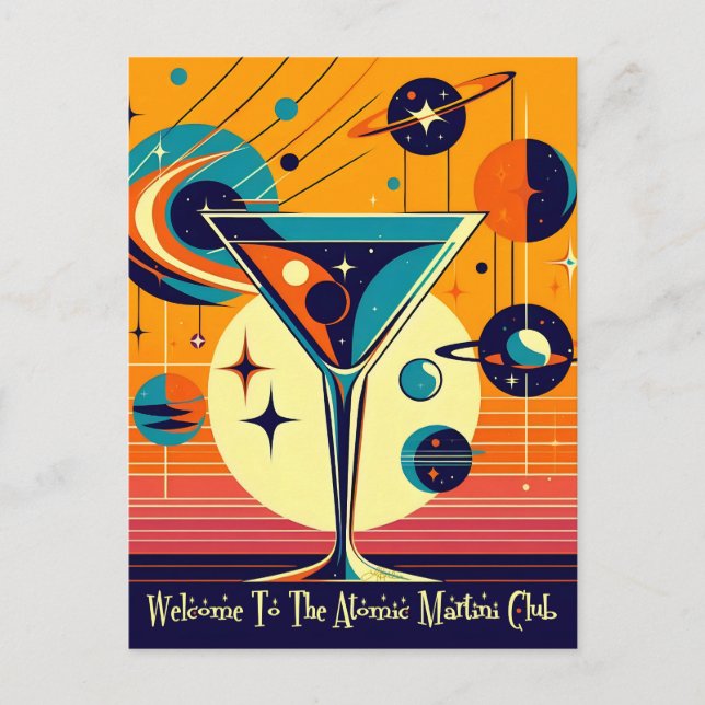 Carte Postale L'Âge De L'Espace Bienvenue Au Club Martini Atomiq (Devant)