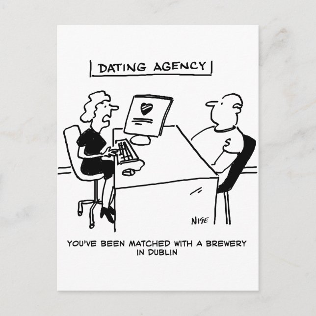 Carte Postale L'agence de rencontres s'associe à une brasserie (Devant)