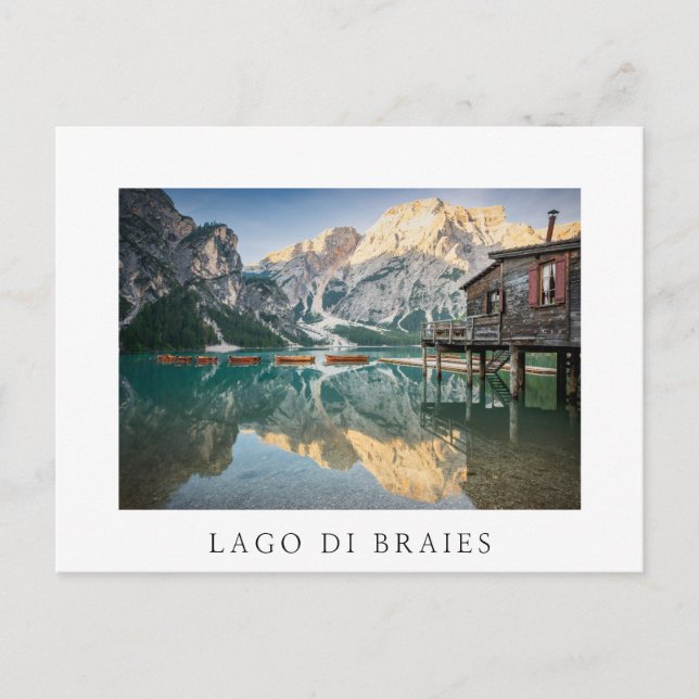 Carte Postale Lago di Braies dans les Dolomites en Italie (Devant)