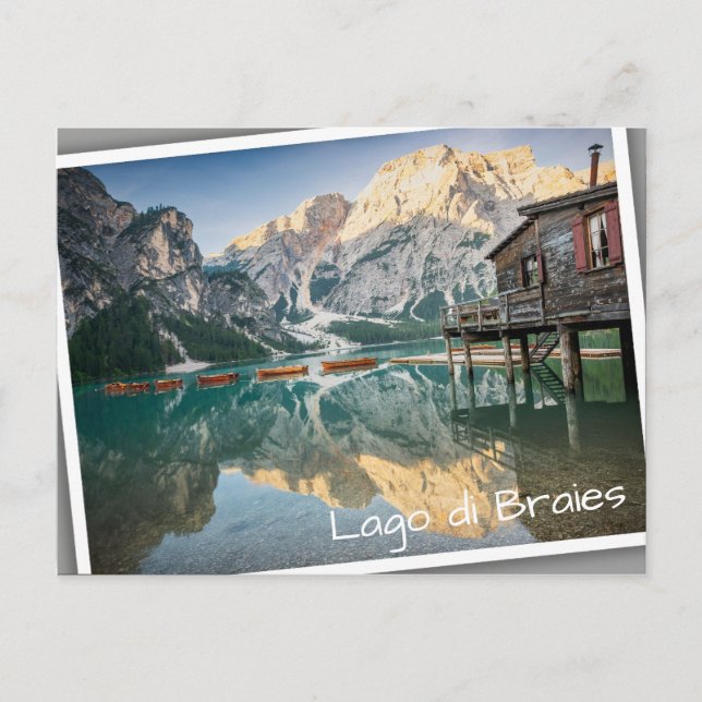 Carte Postale Lago di Braies dans les Dolomites en Italie (Devant)