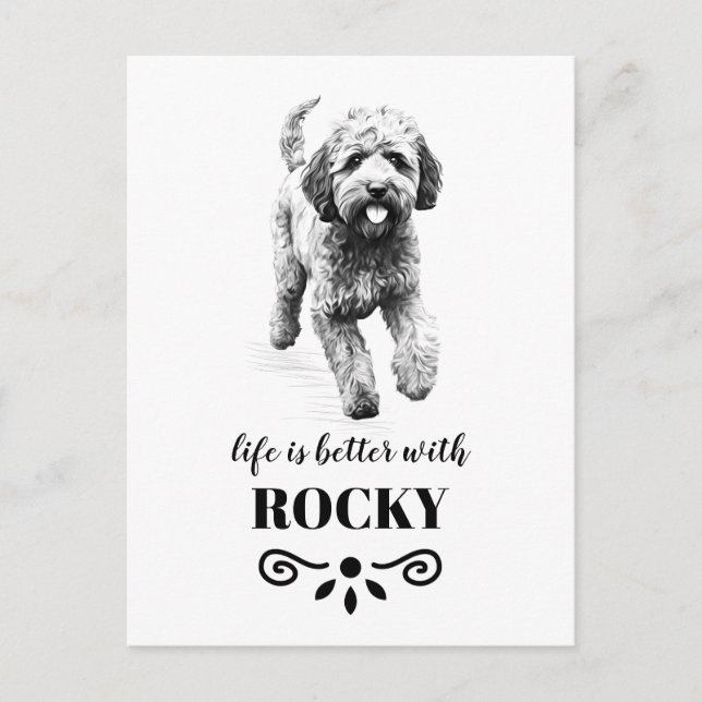 Carte Postale Lagotto Romagnolo Vie mieux Nom de chien personnal (Devant)