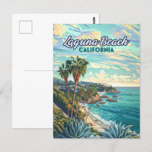 Carte Postale Lagune Beach Californie Comté d'Orange Vintage
