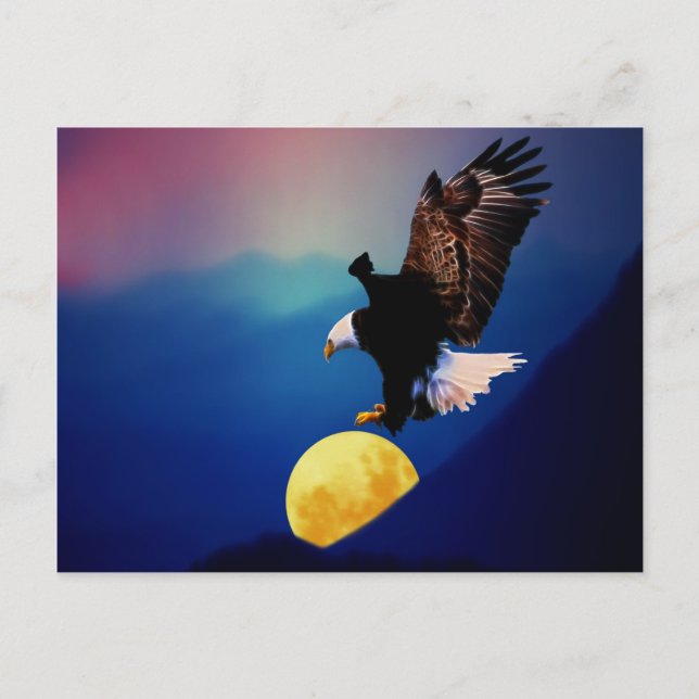 Carte Postale L'aigle des chauves-souris chasse la pleine lune (Devant)